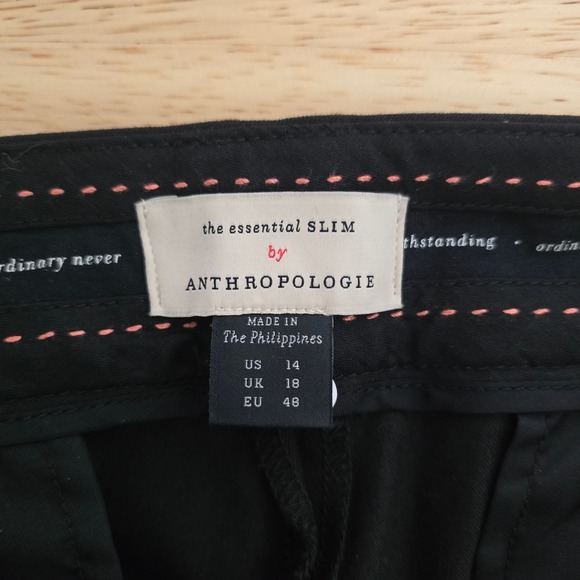 Anthropologie The Essential Slim Black Trousers Pants Women's Size 14 - Picture 3 of 9